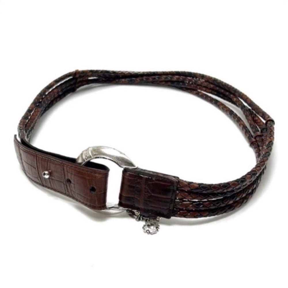 Vintage Brighton leather braided charm belt VTG size M medium